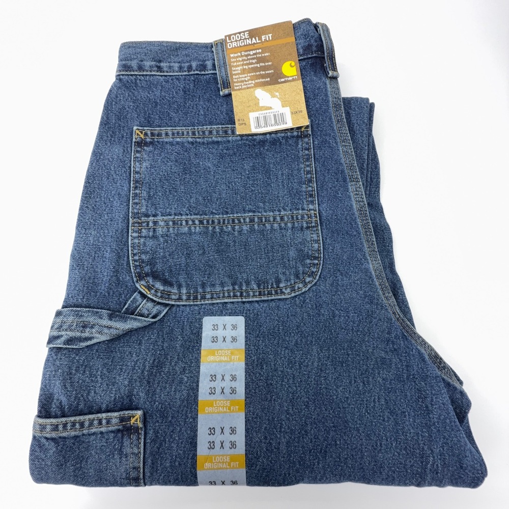 Carhartt Loose Original Fit Work Dungaree Blue Jeans Mens 33x36 B13 DPS NWT NOS